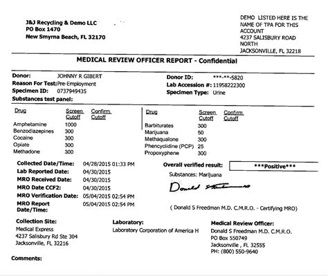 Do you receive a copy of your drug test results for pre  .